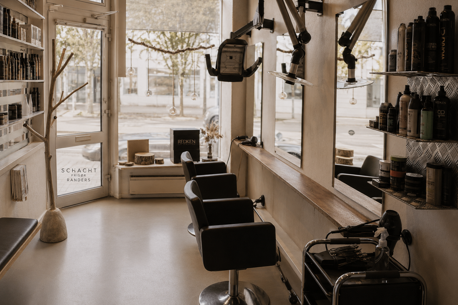 Interiør fra Frisør Schacht salonen i Randers